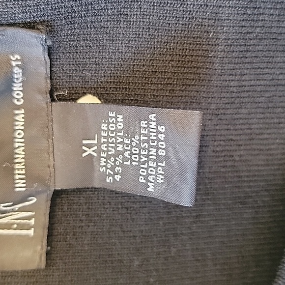 INC Black and White Lace Women's Top With Side Zip - Picture 6 of 6